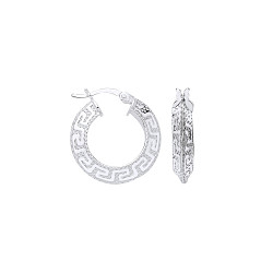 925 Silver Greek Key Small Hoop Earrings