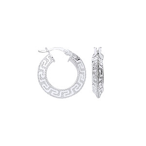 925 Silver Greek Key Small Hoop Earrings