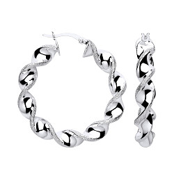 925 Silver Sparkle Dust Twist Hoop Earrings