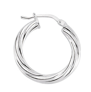 925 Sterling Silver Twist Hoop Earrings: 20mm diamter, 3mm tube