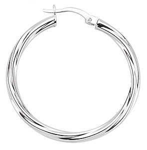 925 Sterling Silver Plain Twist Hoop Earrings