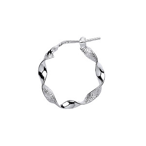 925 Sterling Silver Polish & Frosted Twist Hoops