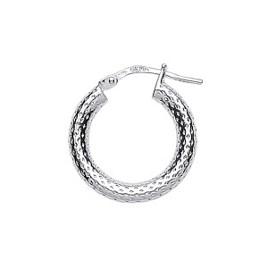 925 Sterling Silver Diamond Cut Hoops