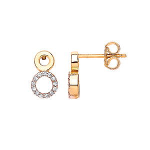 9ct Yellow Gold Earring Double Circle w/CZ stones