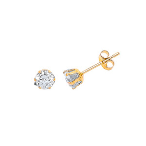 9ct Gold CZ Claw Set Stud Earrings