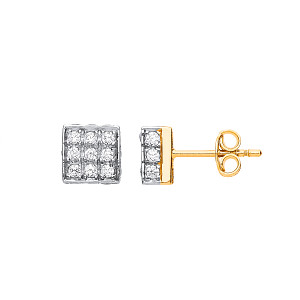 9ct Gold CZ Cube Stud Earrings