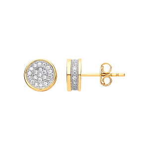 9ct Gold CZ Round Stud Earrings