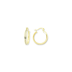 9ct Yellow Gold Thin Channel Set Hoops