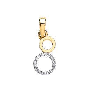 9ct Gold Double Circle Pendant with Cubic Zirconia