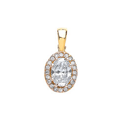 9ct Gold Oval Pendant with Cubic Zirconia