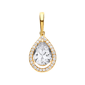 9ct Gold CZ Fancy Tear Drop Pendant