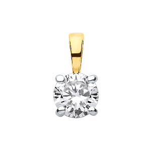 9ct Gold 6ml Round Single Stone, 4 Claw Pendant