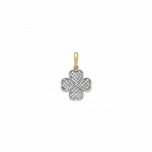 9ct Gold CZ Heart Clover Pendant