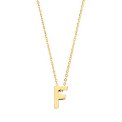 9ct Gold Plain Initial 'F' Pendant With Fine 17