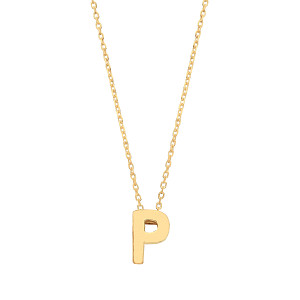 9ct Gold Plain Initial 'P' Pendant With Fine 17