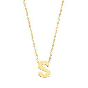 9ct Gold Plain Initial 'S' Pendant With Fine 17
