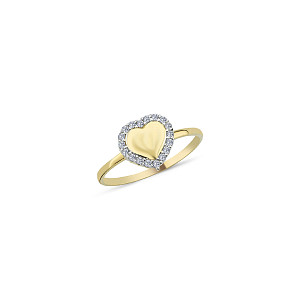 9ct Gold CZ Ladies Heart Ring