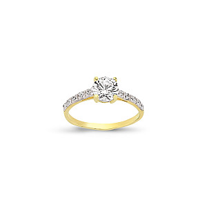 9ct Gold CZ Single Stone Dress Ring