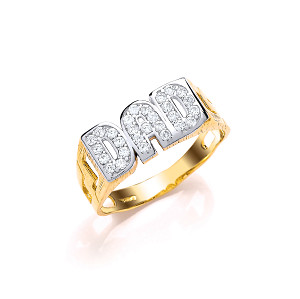 9ct Yellow Gold CZ Dad Ring