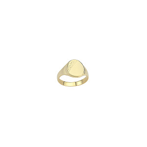 9ct Gold Plain & Engraved Oval Signet Rinet