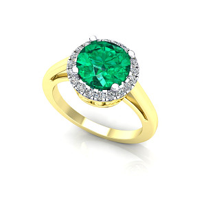 9ct Y/G Rhodium  Plated White & Emerald Cubic Zirconia Ring