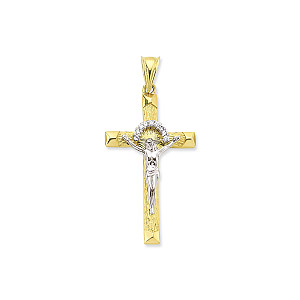 9ct Yellow Gold CZ Crucifix