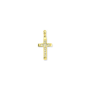 9ct Yellow Gold Cross with Cubic Zirconia Stones