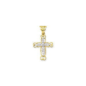 9ct Yellow Gold Filigree CZ Cross