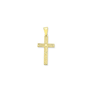 9ct Yellow Gold Plain Cross with Fancy Pattern