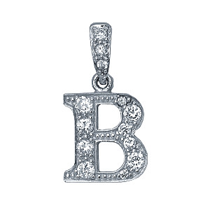 925 Sterling Silver CZ Initial Letter 'B' Pendant