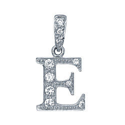 925 Sterling Silver CZ Initial Letter 'E' Pendant