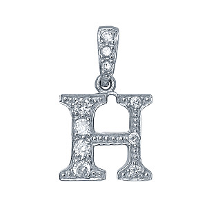 925 Sterling Silver CZ Initial Letter 'H' Pendant