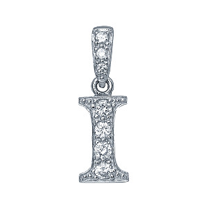 925 Sterling Silver CZ Initial Letter 'I' Pendant