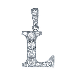925 Sterling Silver CZ Initial Letter 'L' Pendant