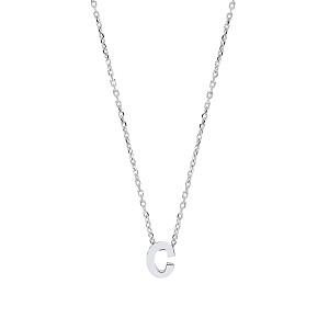 925 Sterling Silver Plain Initial 'C' Pendant With A Fine Belcher Chain