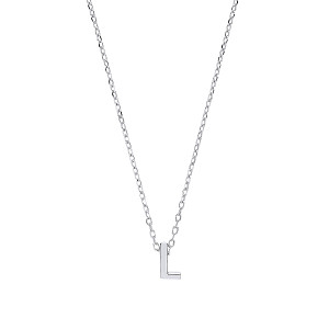 925 Sterling Silver Plain Initial 'L' Pendant With A Fine Belcher Chain