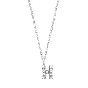 Silver CZ Initial 'H' Pendant With A Fine Belcher Chain