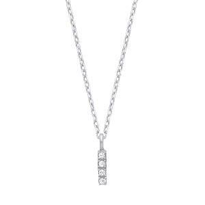 Silver CZ Initial 'I' Pendant With A Fine Belcher Chain