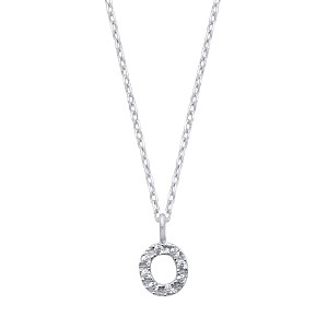Silver CZ Initial 'O' Pendant With A Fine Belcher Chain
