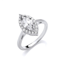 Silver CZ Marquise Cut Ring