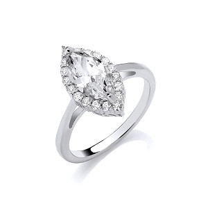 Silver CZ Marquise Cut Ring