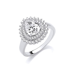 Silver CZ Pear Drop Cluster Ring