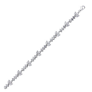 925 Sterling Silver Cubic Zirconia Leaf Tennis Bracelet