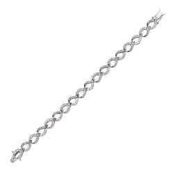 925 Sterling Silver Cubic Zirconia Tear Drop Detail Tennis Bracelet