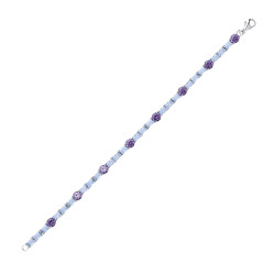 925 Sterling Silver Aqua & Amethyst CZ Tennis Bracelet