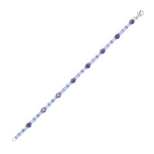 925 Sterling Silver Aqua & Amethyst CZ Tennis Bracelet