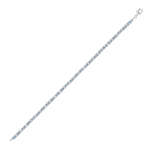 925 Sterling Silver CZ White & Aqua Claw Set Tennis Bracetet