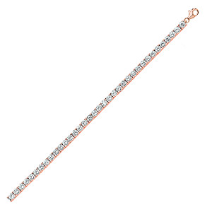 925 Sterling Silver Cubic Zirconia rose gold Claw Set Tennis Bracelet