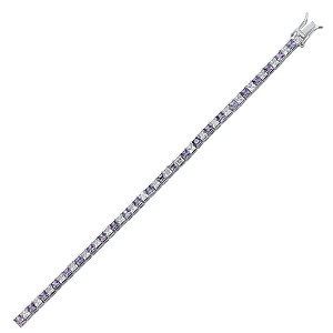 925 Sterling Silver CZ Amethyst & White Channel Set Tennis Bracelet