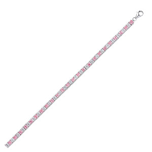 925 Sterling Silver CZ Pink & White Channel Set Tennis Bracelet